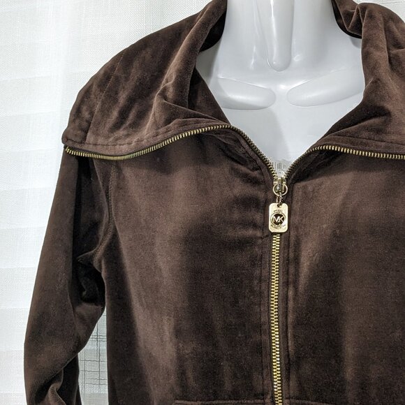 MICHAEL KORS Women's Full Zip Velvet Turtleneck Jacket Size XS Brown - Picture 3 of 11